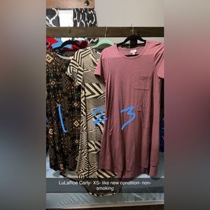 LuLaRoe Carly XS (fits like a small/medium). All worn once! Non-smoking! $10/ea